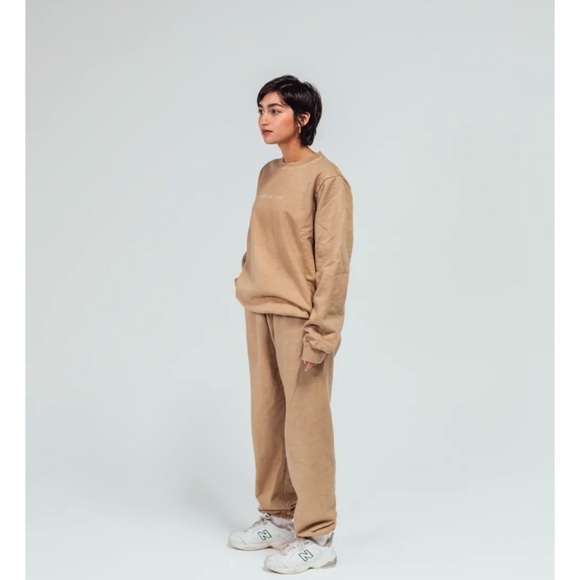 Less is More sweats SET XL sweatshirt sweatpants LessisMore tan lounge embroider - Picture 7 of 16